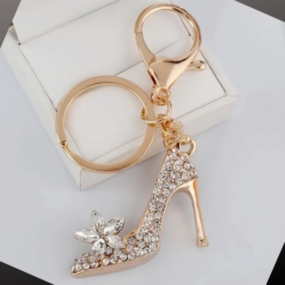 Fashion Rhinestone High-heeled Shoe Key Chain - About 4.5 Inches Long - Picture 6 of 7